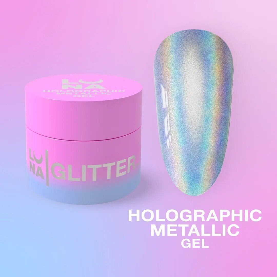 Geliniai dažai LUNAmoon - Holographic Metallic Gel 5ml Geliniai dažai LUNAmoon - Holographic Metallic Gel 5ml