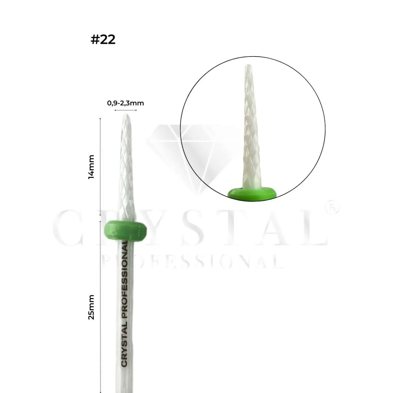 Keramikinis frezos antgalis Crystal - Adata 2.3 mm. (žalias) Keramikinis frezos antgalis Crystal - Adata 2.3 mm. (žalias)