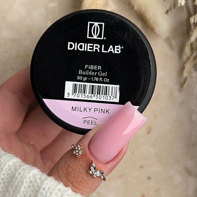 Savaime išsilyginantis gelis su stiklo pluoštu DIDIER Fiber Gel - Milky Pink 50g HEMA FREE 1 Savaime išsilyginantis gelis su stiklo pluoštu DIDIER Fiber Gel - Milky Pink 50g HEMA FREE 1