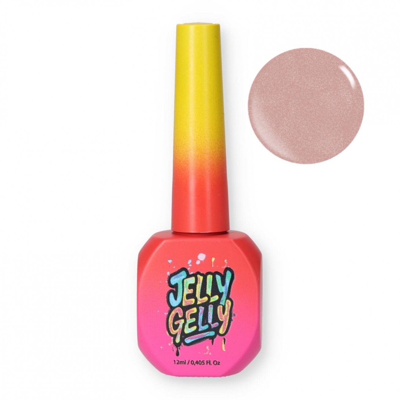 Bazė su stiklo pluoštu Jelly Gelly Hard Base - Nude shimmer 12ml HEMA FREE