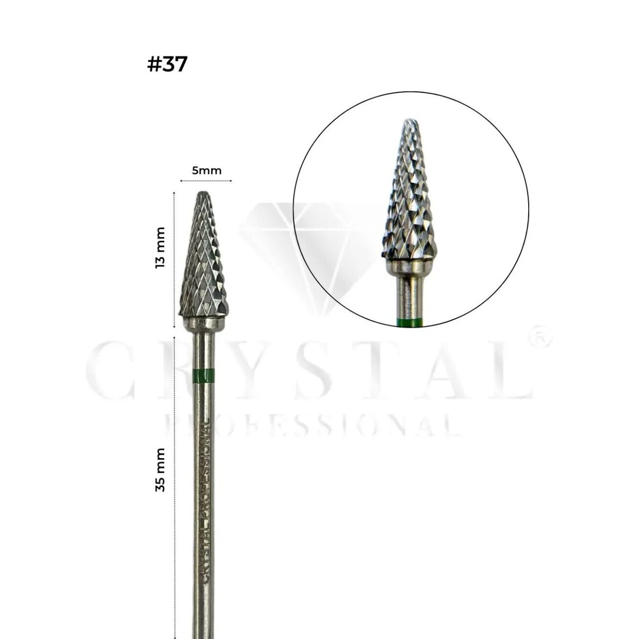 Karbidinis frezos antgalis Crystal - Eglutė No37 5.0mm. (žalias) Karbidinis frezos antgalis Crystal - Eglutė No37 5.0mm. (žalias)