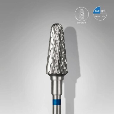 Karbidinis frezos antgalis Staleks - Nupjautas kūgis 6.0mm (mėlynas) Karbidinis frezos antgalis Staleks - Nupjautas kūgis 6.0mm (mėlynas)
