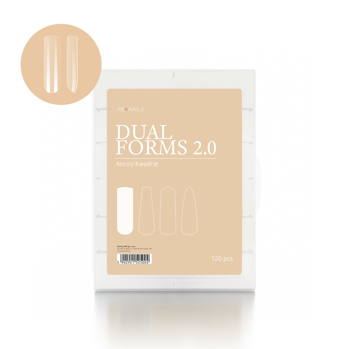 Viršutinės nagų priauginimo formelės PB Nails - Dual Forms 2.0 No.01 kvadratas Viršutinės nagų priauginimo formelės PB Nails - Dual Forms 2.0 No.01 kvadratas