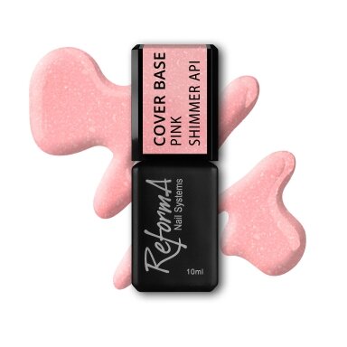 Kaučiukinė bazė ReformA Cover Base - Pink Shimmer API 10ml Kaučiukinė bazė ReformA Cover Base - Pink Shimmer API 10ml