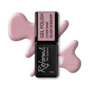 Kaučiukinė bazė ReformA Cover Base - Shimmer Silver 10ml Kaučiukinė bazė ReformA Cover Base - Shimmer Silver 10ml