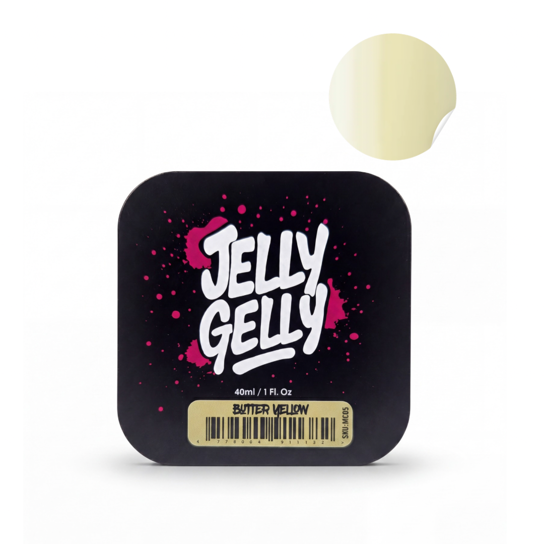 Savaime išsilyginantis gelis Jelly Gelly Macarons - Butter Yellow 40ml Savaime išsilyginantis gelis Jelly Gelly Macarons - Butter Yellow 40ml