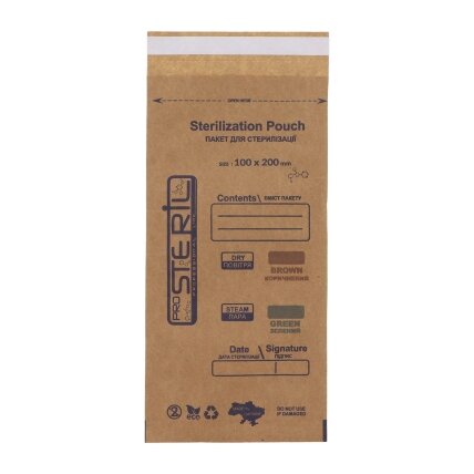 Sterilizaciniai vokai ProSteril 100x200 mm. rudi (100vnt) Sterilizaciniai vokai ProSteril 100x200 mm. rudi (100vnt)