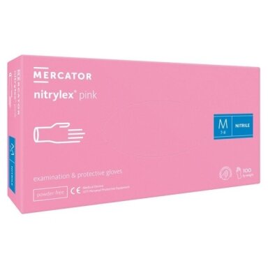 Vienkartinės rožinės nitrilinės pirštinės Mercator - Nitrylex Magenta M, 100vnt Vienkartinės rožinės nitrilinės pirštinės Mercator - Nitrylex Magenta M, 100vnt