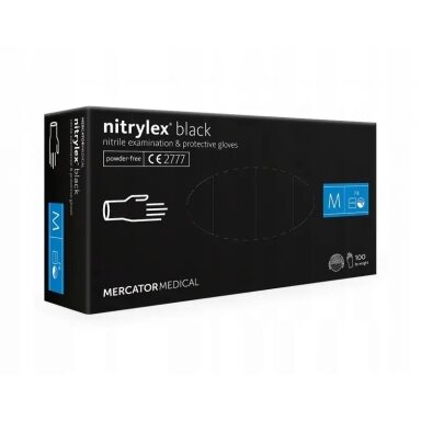 Vienkartinės juodos nitrilinės pirštinės Mercator - Nitrylex Black M, 100vnt Vienkartinės juodos nitrilinės pirštinės Mercator - Nitrylex Black M, 100vnt