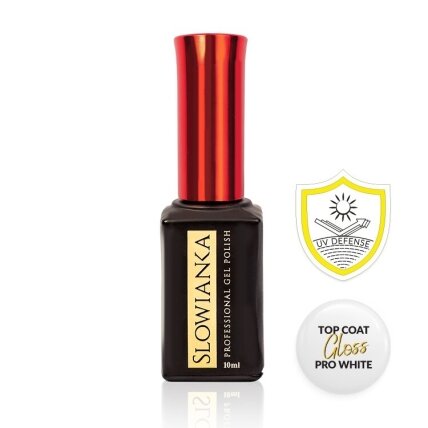 Viršutinis sluoksnis Slowianka Top Coat - Gloss Pro White UV 10g Viršutinis sluoksnis Slowianka Top Coat - Gloss Pro White UV 10g